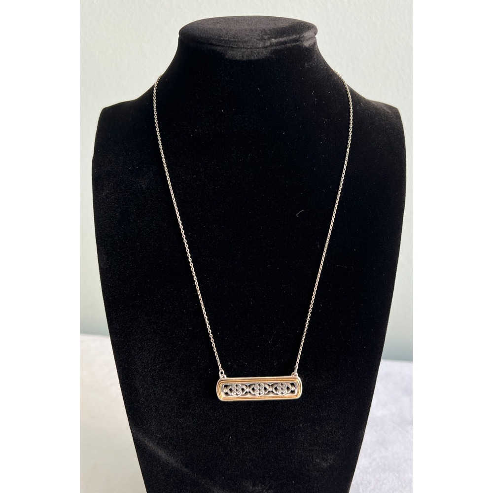 Brighton Intrigue Bar Pendant Necklace Reversible Black Silver Gold READ!